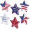 Memorial Day Decorations, 4th of July Decorations, 6Pcs Patriotic Wood Star Block Sign for Independence, Red White Blue American Fourth of July Tabletop Decor for Tiered Tray, Table, Home